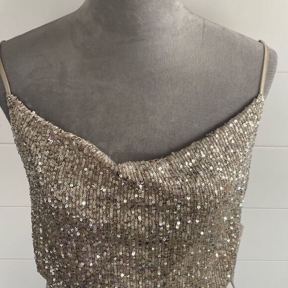 Dalia MacPhee Gold Sequin Embellished Mini Dress - Picture 4 of 10